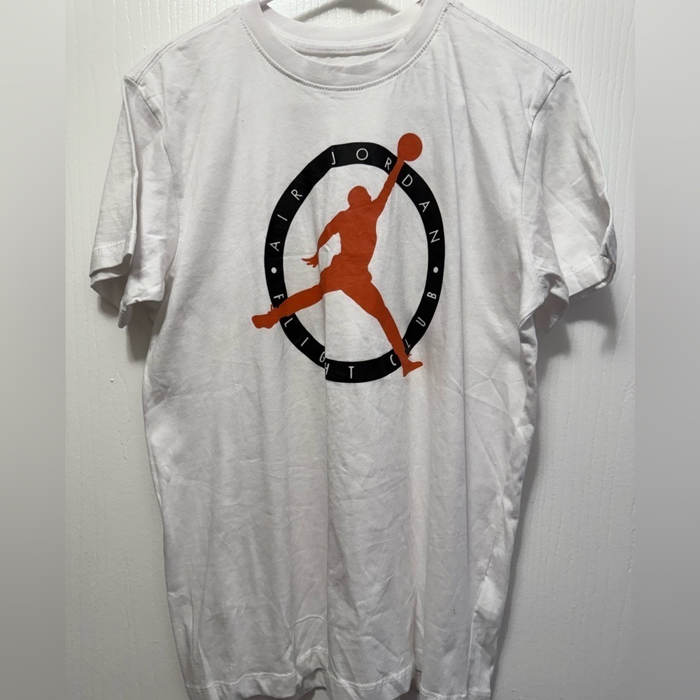 Jordan Men's Tee with Orange Logo on White